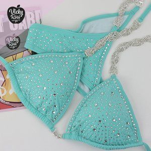 Mint NPC IFBB Fitness Crystal Posing Suit